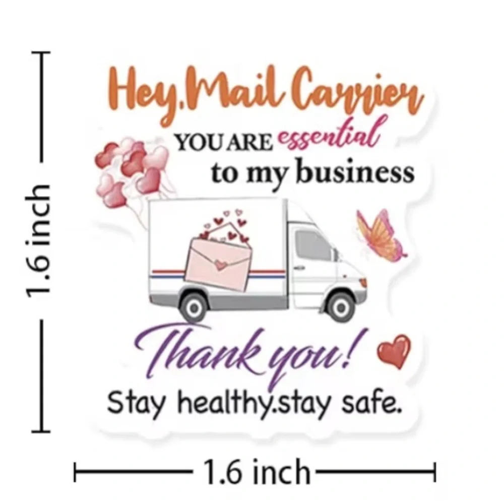 100 1.5” Large Mail Carrier Thank You Stickers!!